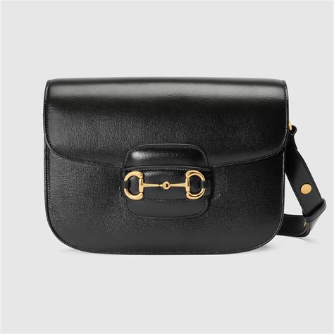 Sac à épaule Gucci 1955 détail Mors en cuir noir 